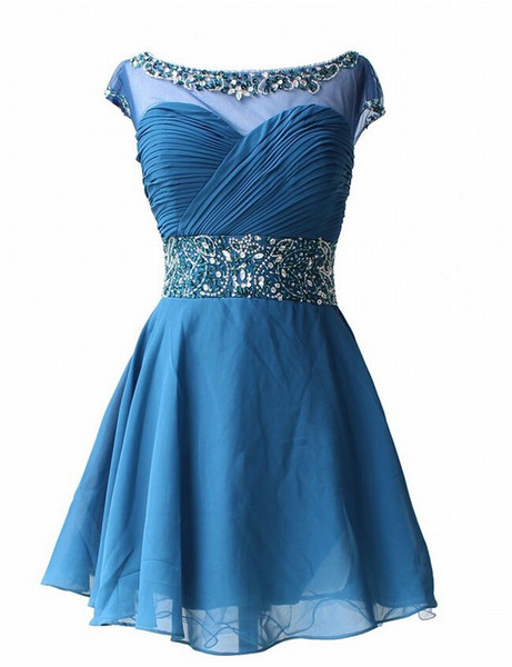 Short Scoop Chiffon Elegant Homecoming Dresses Ruffle Fashion Beading Bridal Gown Special Occasion Prom Bridesmaid Party Dress 17LF914