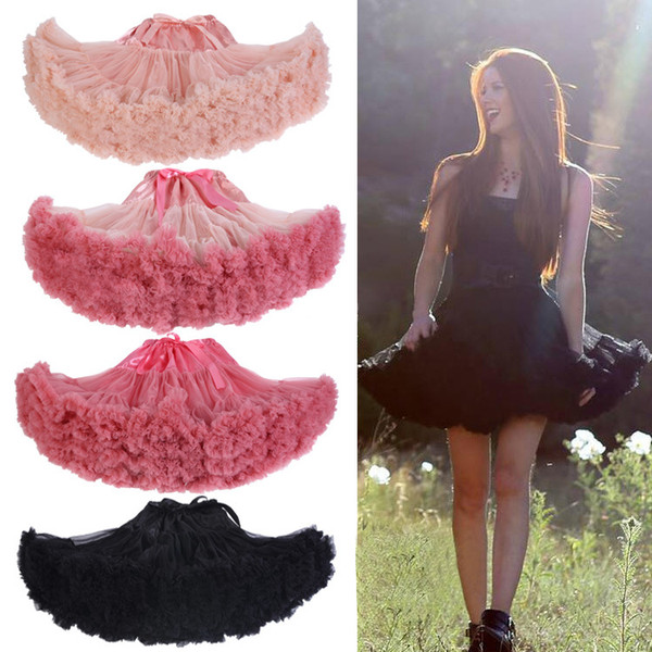 Cheap Short Bridesmaid Dress Tutu Skirt Puffy Party Dresses 20 Colors Handmade Elastic Ribbon Bow Junior Girls Tutu Skirts For Adult XL