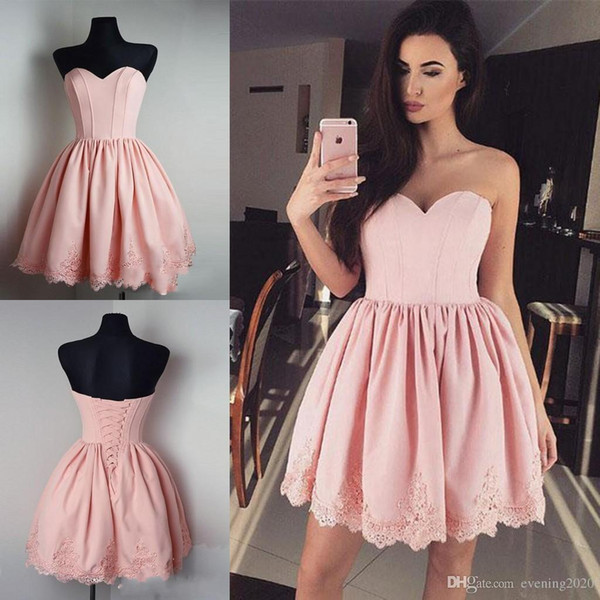 Latest Short Party Dresses Sweetheart Sleeveless Sexy Back Lace-up A-Line Special Occasion Dresses Lace Appliques Elegant Evening Dress
