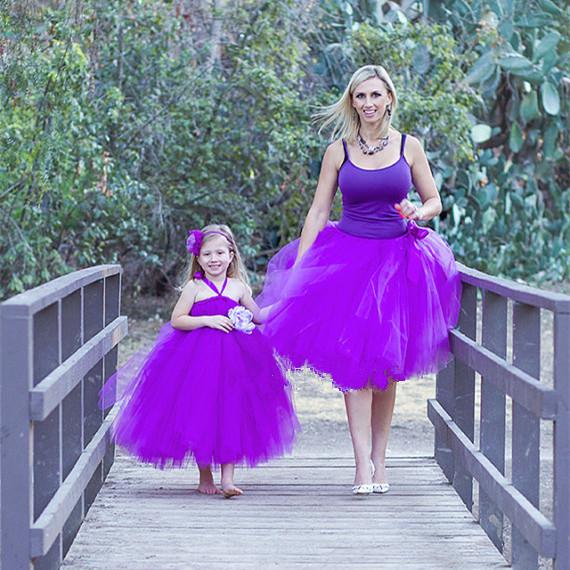 Party Dresses Lovely Ball Gown Mother And Daughter Matching Dress Short Prom Dressess Party Dress Tulle Tiered Flower Girls' Dresses