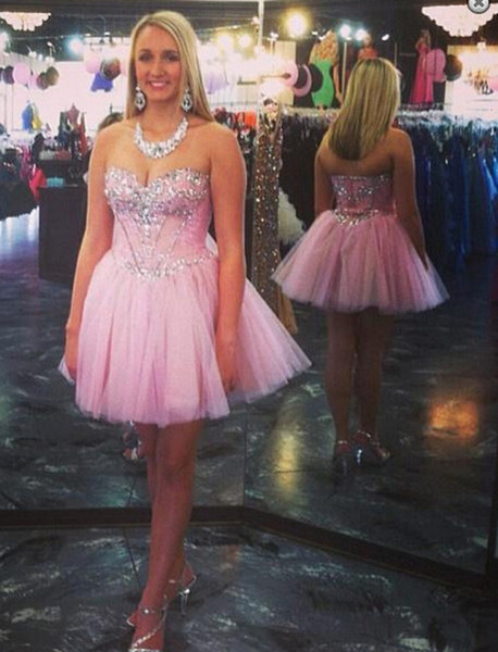 Short Pink Sweetheart Pageant Evening Dresses Girl's Ball Gown Bridal Tulle Special Occasion Prom Bridesmaid Party Dress 17LF450