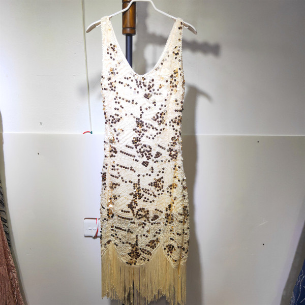 Party Dresses Sequin Suspender Tassel Light Yellow Low-cut Deep V-Neck Sexy Backless Zipper Abendkleider Elegant Formal Cocktail Gowns