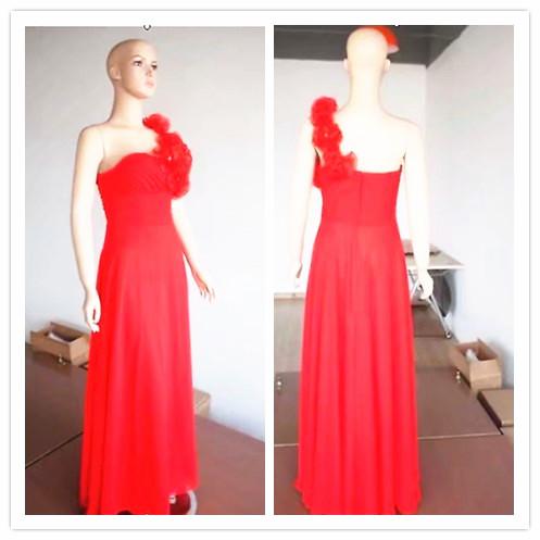 Direct factory Evening Dress Party Dress Quick Delivery Chiffon Fabric One-Shoulder Customer made