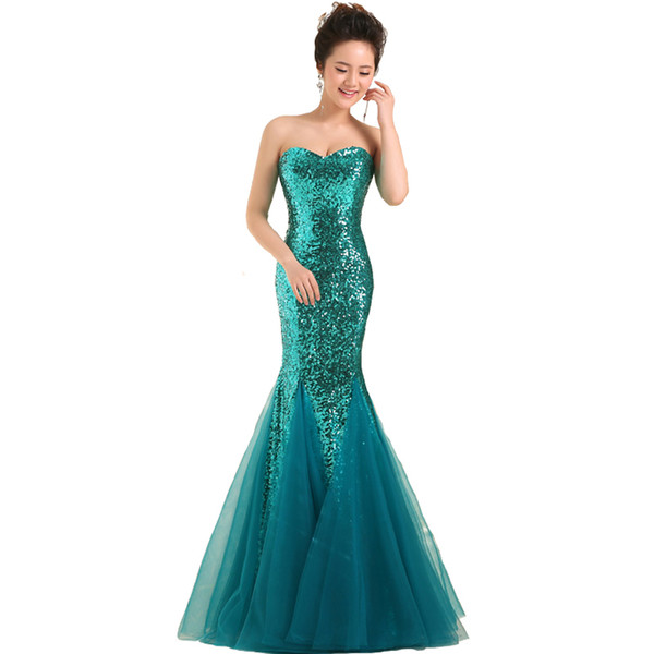 2017 New arrival mermaid evening dress long sparkling formal prom party gown