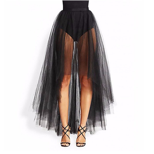 2017 Black Tulle Sheer Under Skirts Asymmetrical High Low A Line Underneath Long See Through Party Skirts Free Shipping