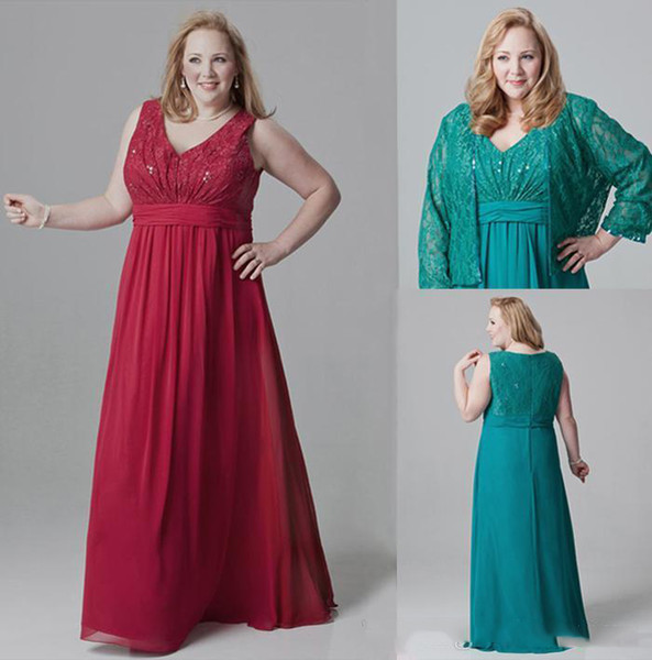 Vintage Column Plus Size Evening Dresses V-Neck Burgundy Chiffon Sequins Sleeveless Lace Zipper Back Floor-Length Formal Party Gowns