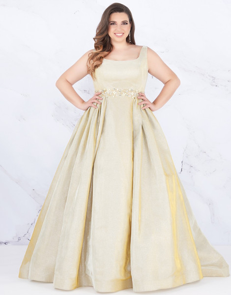 Gold CheapEvening Prom dresses Plus size Square Neck Backless Crystal Beaded A line Satin Cheap Plus Size Special Occasion Dresses