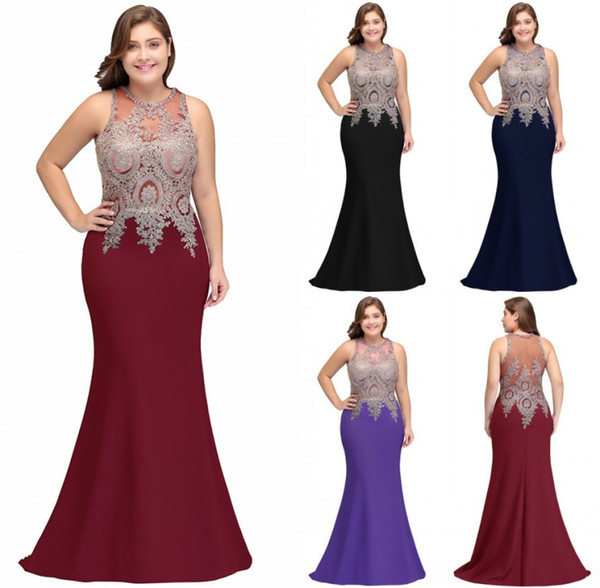 Real Photos Designer Mermaid Evening Dresses 4XL Plus Size Long Evening Gowns Sheer Back Formal Prom Dress CPS525