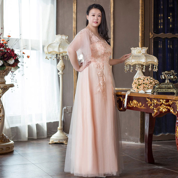 New arrival elegant prom party evening dresses frock flowers gown lace V-neck half sleeves plus size urgundy