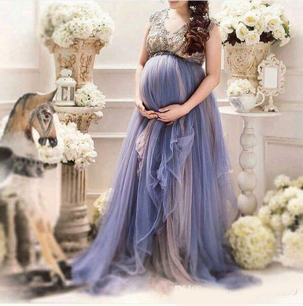 Lavender Tulle Plus Size Maternity Women's Formal Prom Party Dresses Custom Make Beaded Cap Sleeve Pregnant Special Occasion Gowns