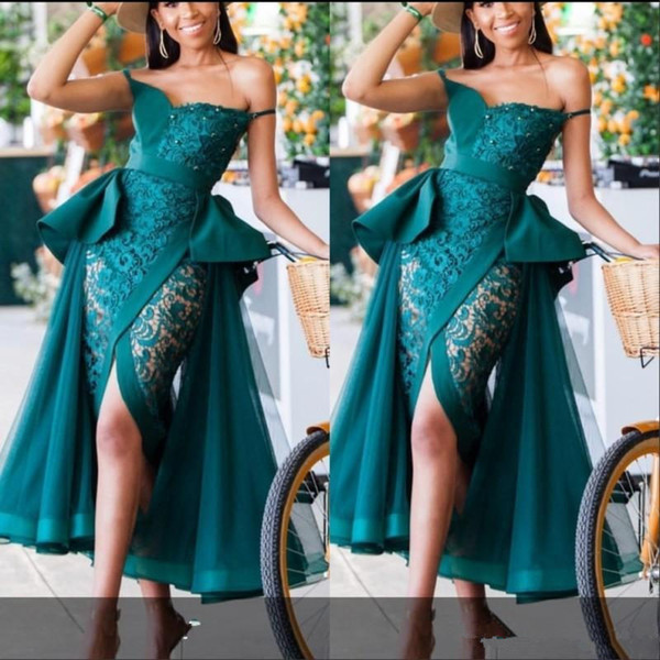 Vintage Off Shoulder Lace Appliqued Mermaid Prom Dresses Sexy See Through Evening Gown High Split Formal Party Pageant Gown