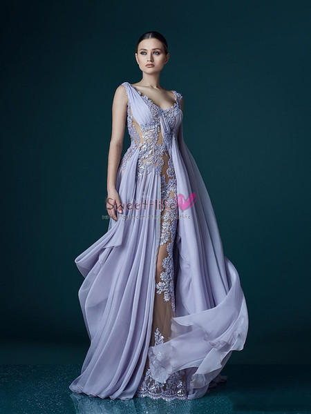 Deep Lilac Sexy Prom Dresses See Through Dubai Arabic Formal Evening Occasion Party Wear Plus Size Saudi Arabia Sheath Backless Dress