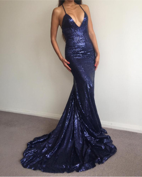 African Sexy Sleeveless Backless Mermaid Sparkly Prom Dress Long Evening Dresses Sequin Plus Size Party Wear