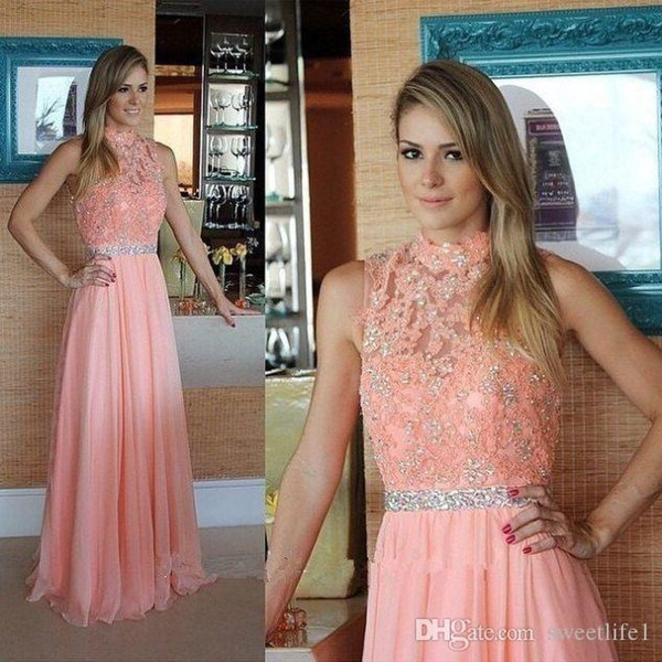A Line Prom Dresses Lace Appliques Beaded Floor Length Formal Evening Occasion Party Dress Maid of Honor Dress