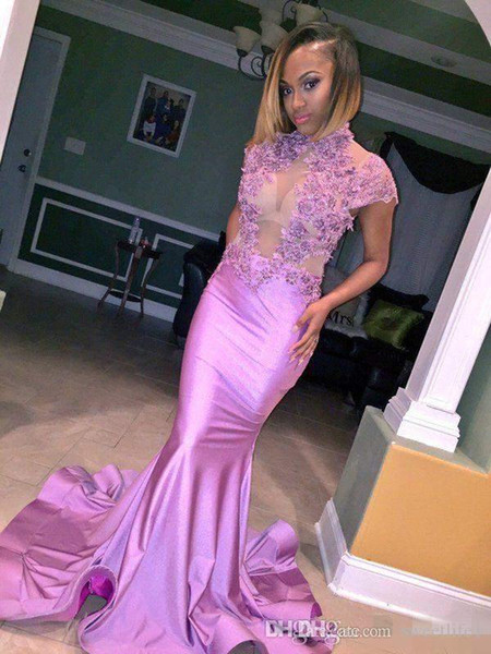 Mermaid Sexy Prom Dress Appliques Floor Length Long 2K17 See Through Party Dresses Evening Graduation Gowns