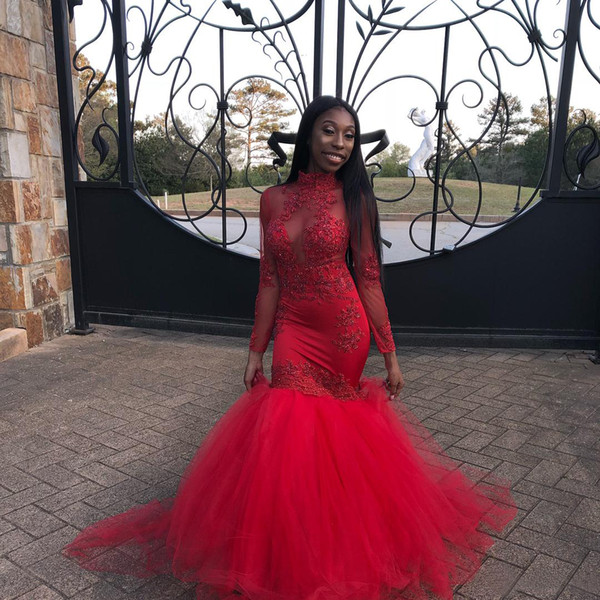 Red Sexy Prom Dresses See Through Dubai Arabic African Formal Evening Occasion Party Gown Plus Size