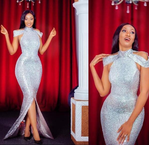 Nigerian sexy split mermaid prom dresses with shinning sequined elegant african arabic formal celebrity long prom party gowns