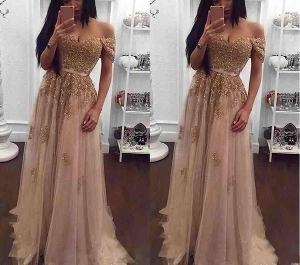 Arabic Formal Dresses Evening Party Wear Lace Beaded Sweetheart A-line Tulle Prom Dresses Vintage Cheap Formal Party Gowns