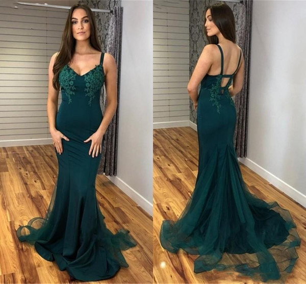 Generous Mermaid Lace Appliqued Prom Dresses Dark Green Formal Backless Evening Party Dress Sweep Train Pink Long Pageant Gowns