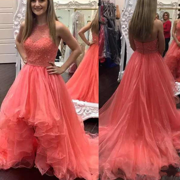 Generous Jewel Sleeveless Lace Beaded Special Occasion Dresses Custom Made A-Line Prom Dresses Asymmetrical Formal Evening Gowns