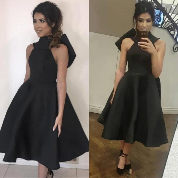 Modest High Neck Arabic Prom Dresses Saudi Dubai Plus Size Tea Length Short Prom Dress Cocktail Cocktail Party Club Wear