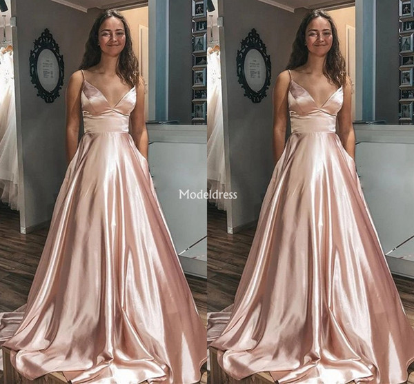 Latest Prom Dresses Deep V-Neck Sweep Train A Line Formal Party Evening Gowns Sexy Special Occasion Dresses Plus Size Hot Vestidos De Fiesta