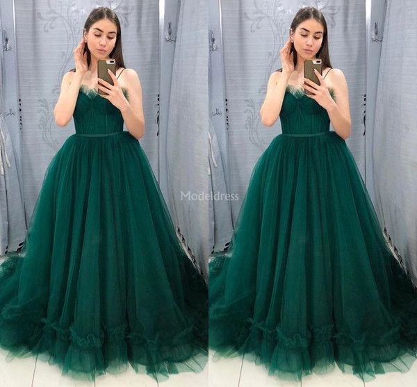 Unique Design Prom Dresses Spaghetti Tulle Sweep Train Hot Special Occasion Dresses Sexy Formal Party Evening Gowns Cheap Vestidos De Fiesta