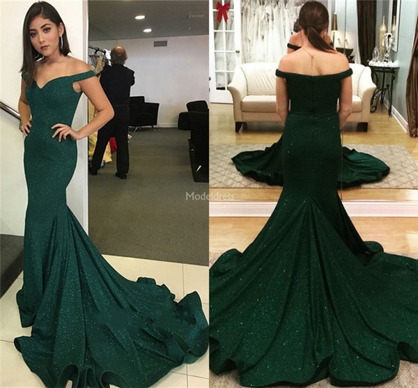 Luxury Mermaid Prom Dresses Off Shoulder Sweep Train Elegant Formal Party Evening Gown Modern Special Occasion Dress Chic Vestidos De Fiesta