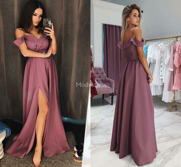 Arabric Sexy Prom Dresses New High Side Split Special Occasion Dresses Simple Solid Formal Party Evening Gown Modern Vestidos De Fiesta