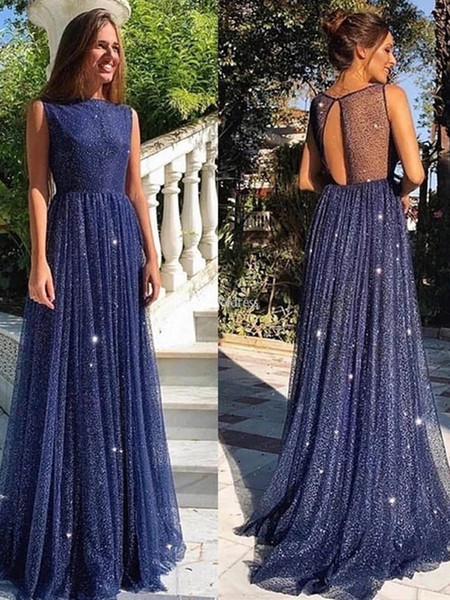 Modern Sparkly Prom Dresses Illusion Open Back Sweep Train Special Occasion Dresses Sexy Formal Party Evening Gowns Vestidos De Fiesta