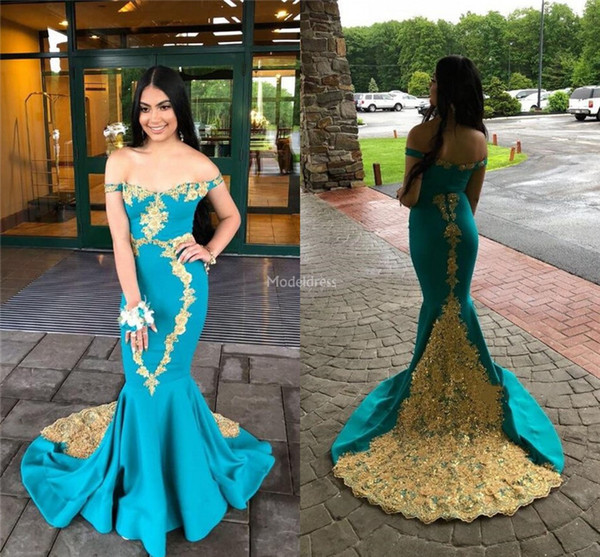 Unique Design Mermaid Prom Dresses Off Shoulder Sweep Train Appliques Elegant Special Occasion Dresses Modern Formal Party Evening Gown