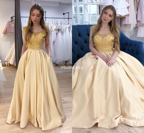 Elegant Prom Dresses New Beading Scoop Neck A Line Pleats Plus Size Formal Party Evening Gowns Gorgeous Special Occasion Dress Vestidos