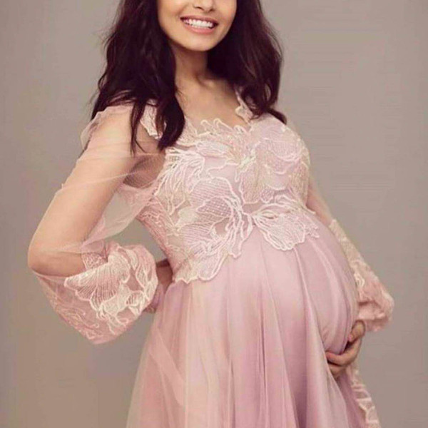 pink prom dresses v neck long sleeve lace appliques long sleeve tulle floor length long evening dresses