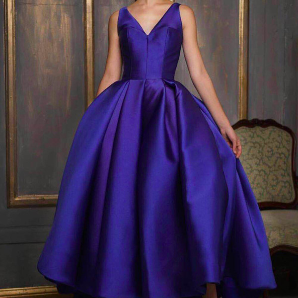 royal blue prom dresses v neck satin ball gown evening dresses cheap party dresses formal dress arabic