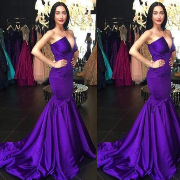 Purple Prom Dresses Sweetheart Neckline Mermaid Simple Fishtail Evening Dresses Gowns Vestidos de Fiesta Arabic