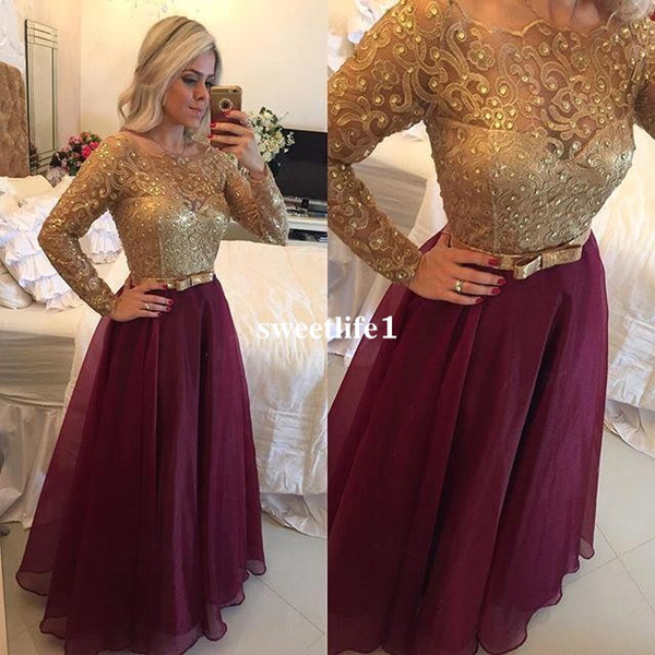 Long Sleeve Burgundy Mermaid Prom Dresses Organza Lace Beaded Boat Neck Zipper-Up Floor Length Formal Evening Dresses