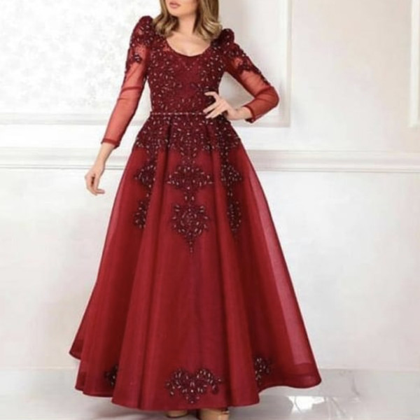 red prom dresses long sleeve beading sequins a line long sleeve red evening dresses arabic formal dresses vestidos