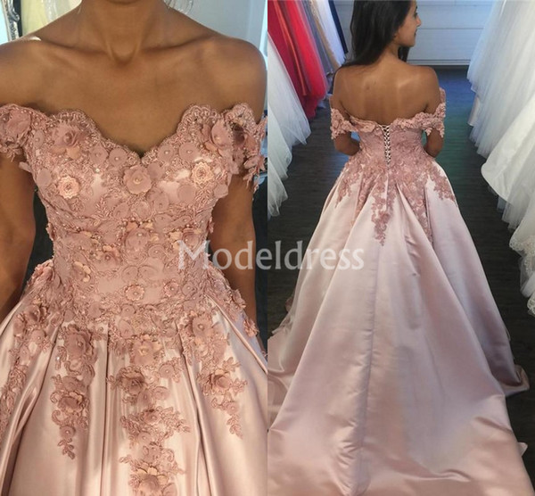 Modern Lace Prom Dresses Hand Made Flowers High-Low Off Shoulder Train Special Occasion Dresses Long Formal Evening Party Gowns Vestiso