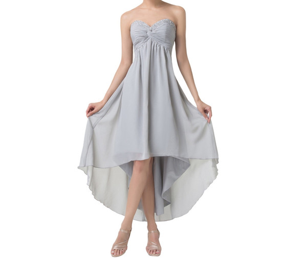 Short Front Long Back Evening Dresses Special Occasion A-Line Dresses Grey High Low Prom Dresses Party Formal Gowns HY1378