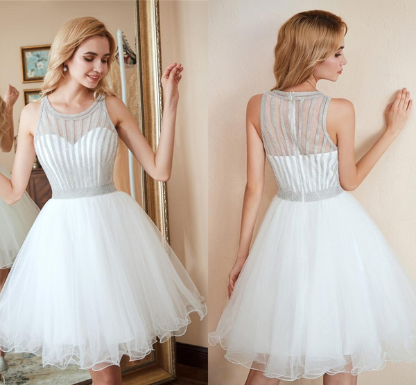 REAL PICTURE Jewel Back Zipper Tulle Exposed Boning Formal Prom Dresses With Short Length Cocktail Party Dresses DH4194