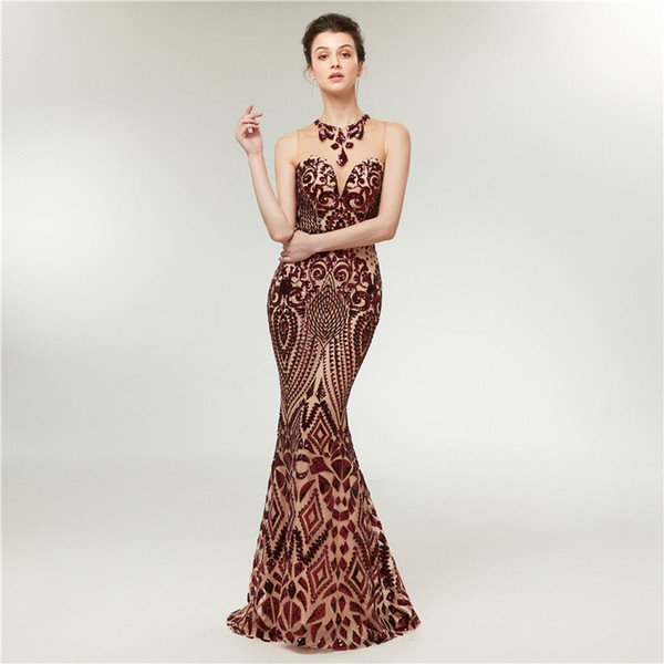 Sequined prom dresses mermaid special occasion dresses long vintage woman party cocktail dresses fashion evening gowns