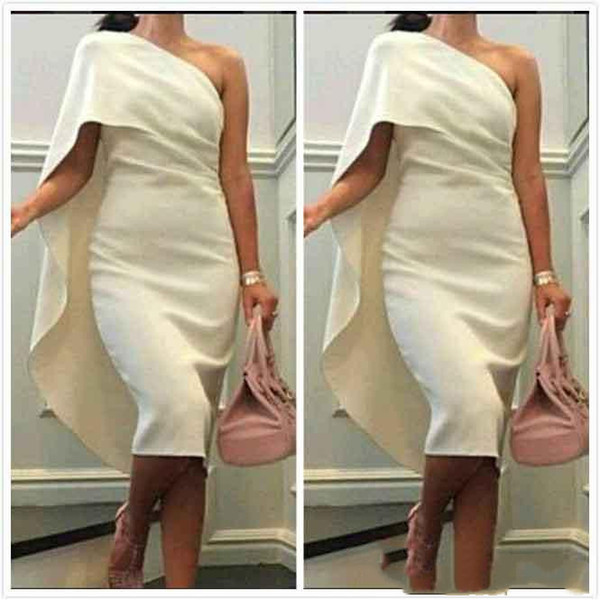 White one shoulder prom dresses new knee length evening dresses elegant formal party dress for special occasion