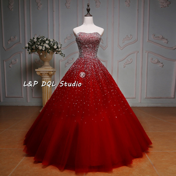 2017 Sexy ball Gown prom Dresses Sparkling Sequins Beads Pleats Tulle Evening Gowns Shining Sequins Beads Top Dresses Evening Wear