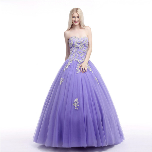 Light Purple Prom Dress Ball Gown New Arrival Quincenare Dresses with Applique Shining Sequins Prom Gowns