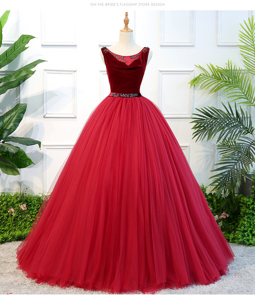 Wine Red/Dark Navy Ball Gown Prom Dress Velvet with tulle 2 pieces( dress and petticoat) Prom Gowns