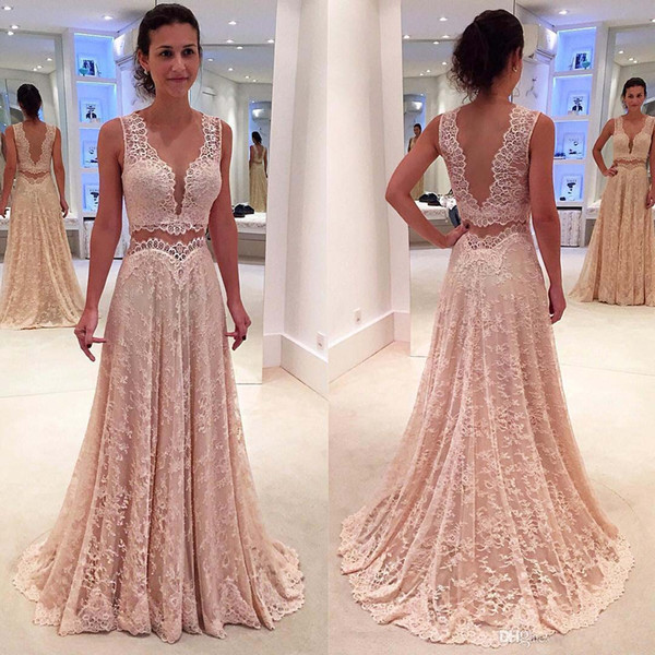 ZYLLGF Sexy Party Dress Prom Evening Gowns A-Line Floor Length Lace Formal Prom Gown Custom Made