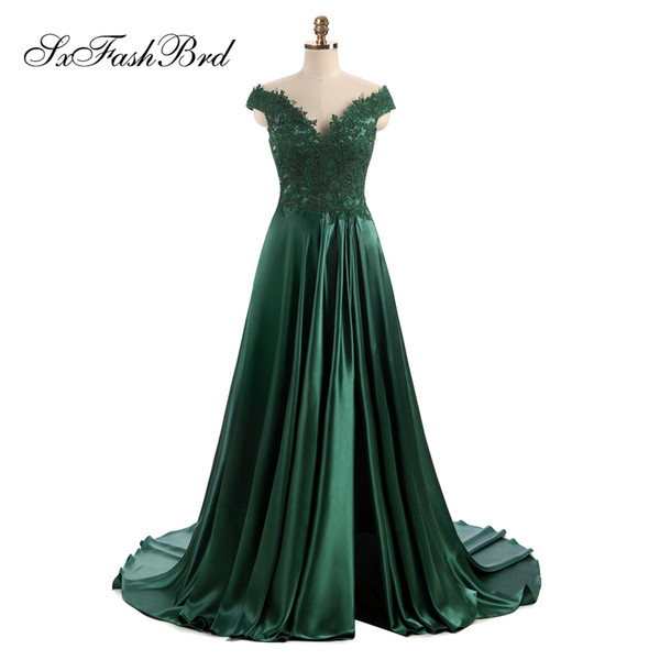 Elegant Evening Dress Sexy V Neck With Appliques A Line Side Split Party Formal Evening Dresses Gowns for Women Prom Dress