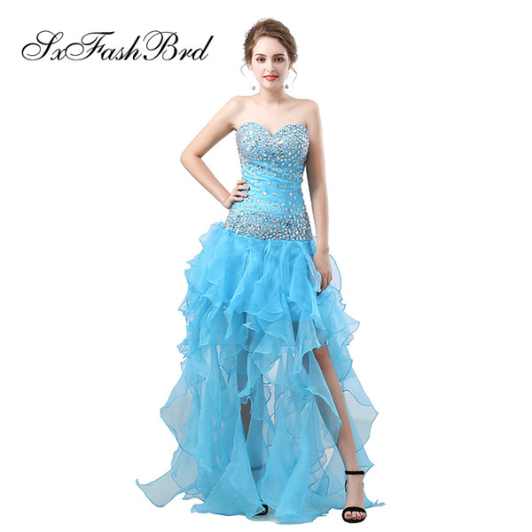 Elegant Girls Dress Sweetheart With Crystals A Line Long Blue Tulle Party Formal Evening Dresses for Women Prom Dress Gowns