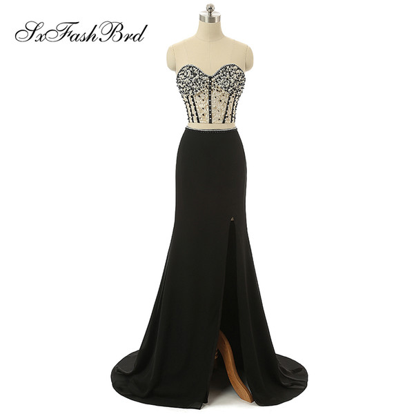 Fashion Elegant Sweetheart With Beading Crop Top Mermaid Party Formal Evening Dresses for Women Two Pieces Prom Dress