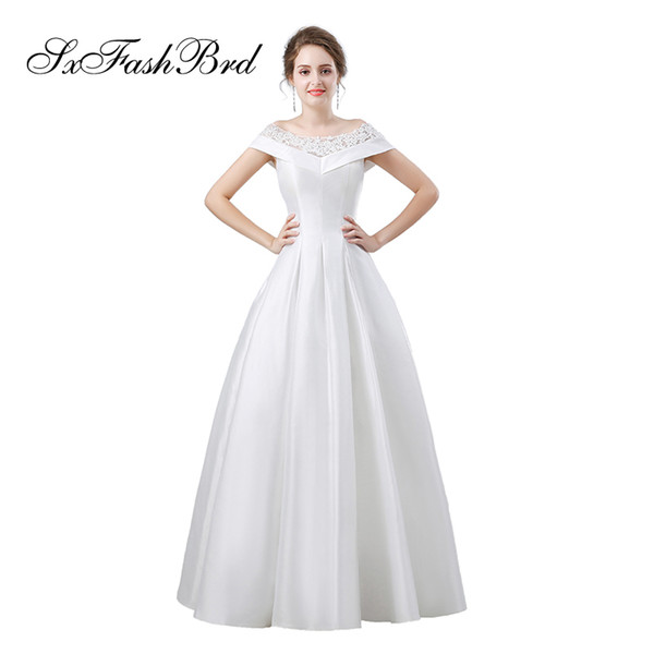 Elegant Girls Dress Boat With Appliques Short Sleeves A Line Satin Long Party Formal Evening Dresses for Women Prom Dress Gowns